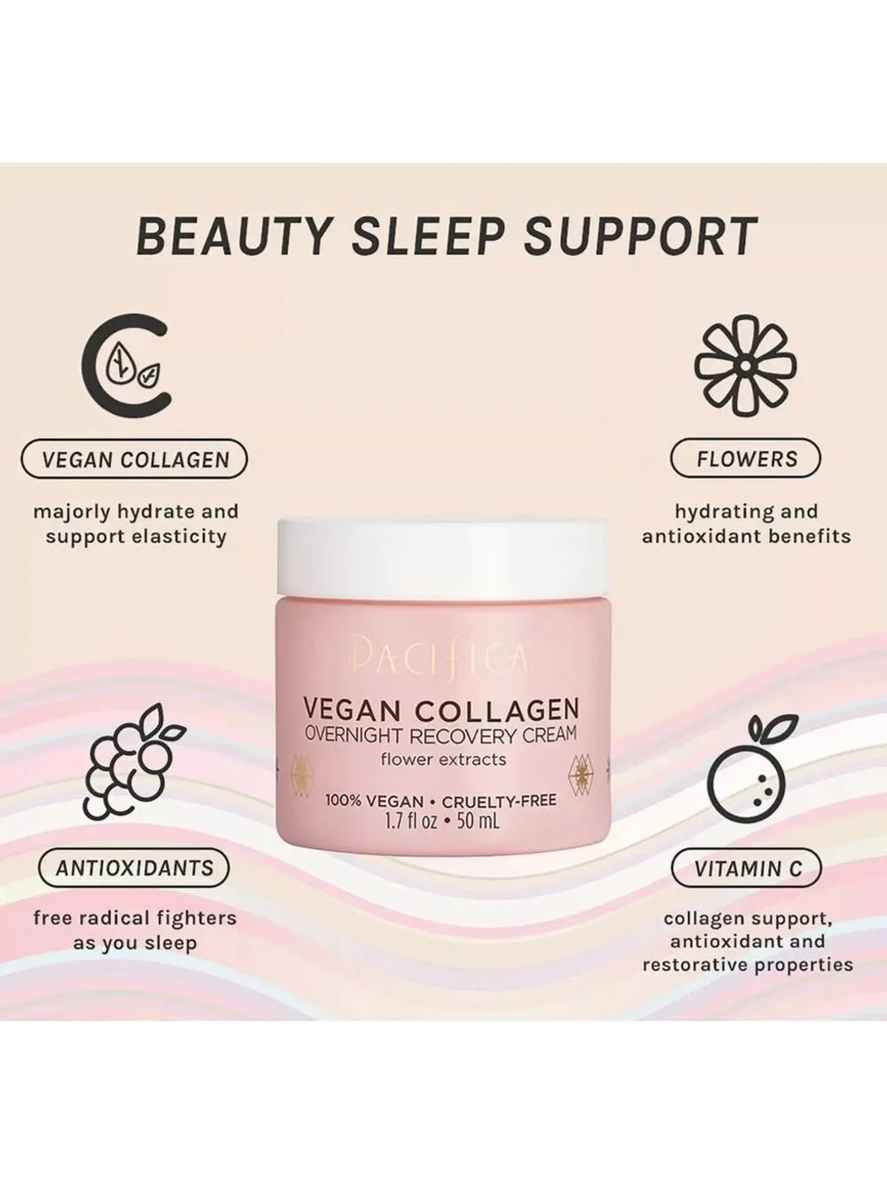 Pacifica vegan collagen overnight recovery cream 1.7oz